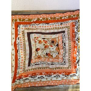 Vintage Vera Neumann Scarf Floral Mod Patchwork Orange Boho Retro Cottagecore